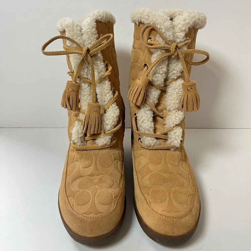 Coach Suede Shearling Boots Size 8B
